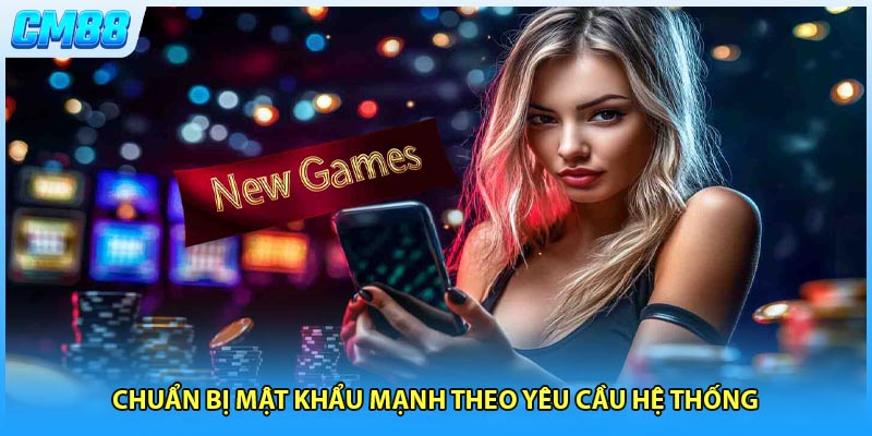 Chuẩn bị mật khẩu mạnh theo yêu cầu hệ thống 